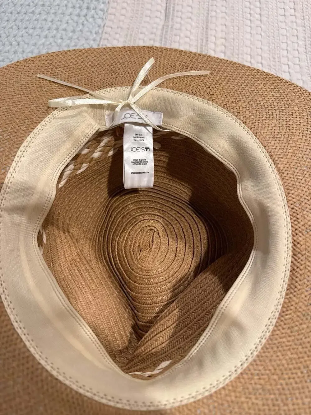 Joe's Jeans Women's Woven Paper Straw Fedora Sun Hat with Braided Band